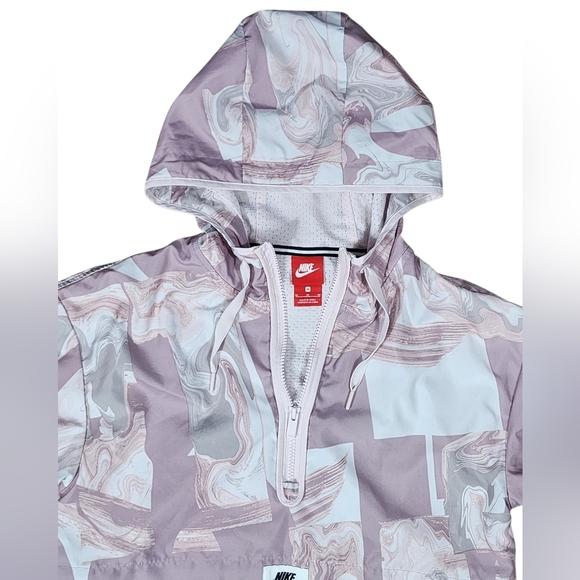 Nike Sportswear Marble-Print Half-Zip Hooded Jacket Size Med - Picture 6 of 9